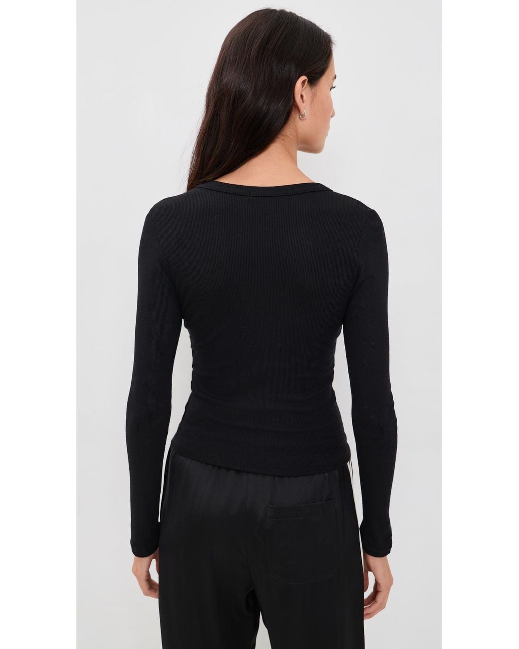 PERFECTWHITETEE Black Bianca Micro Modal V Neck Tee