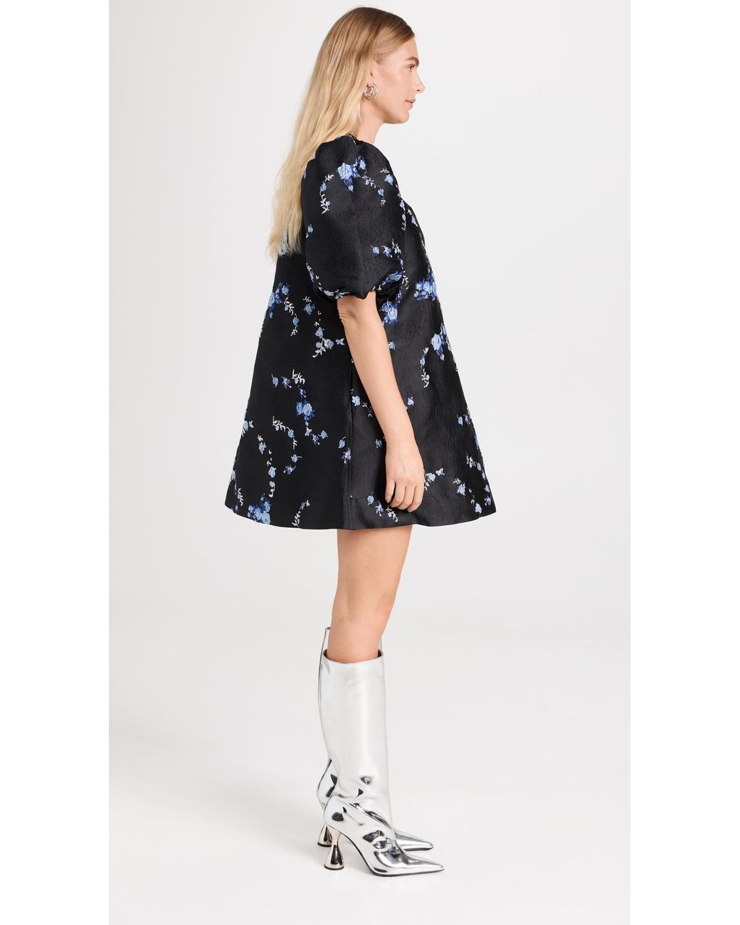 ganni black jacquard mini dress Jacquard Mini Dress GANNI Nero main image 1