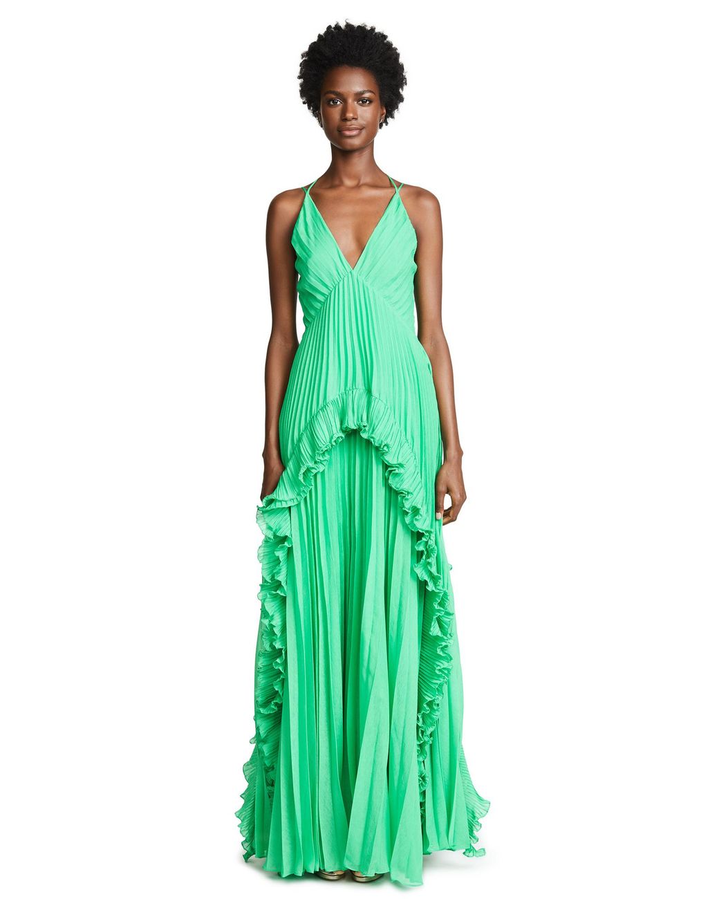 Halston heritage pleated gown store
