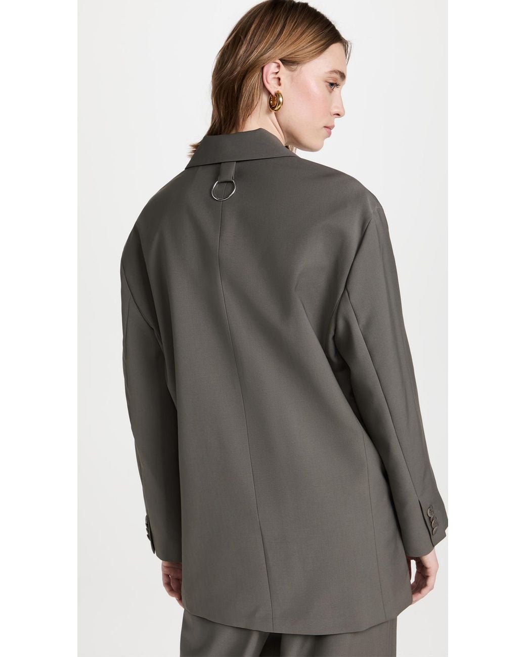 Tibi Gray Tropical Wool Liam Blazer