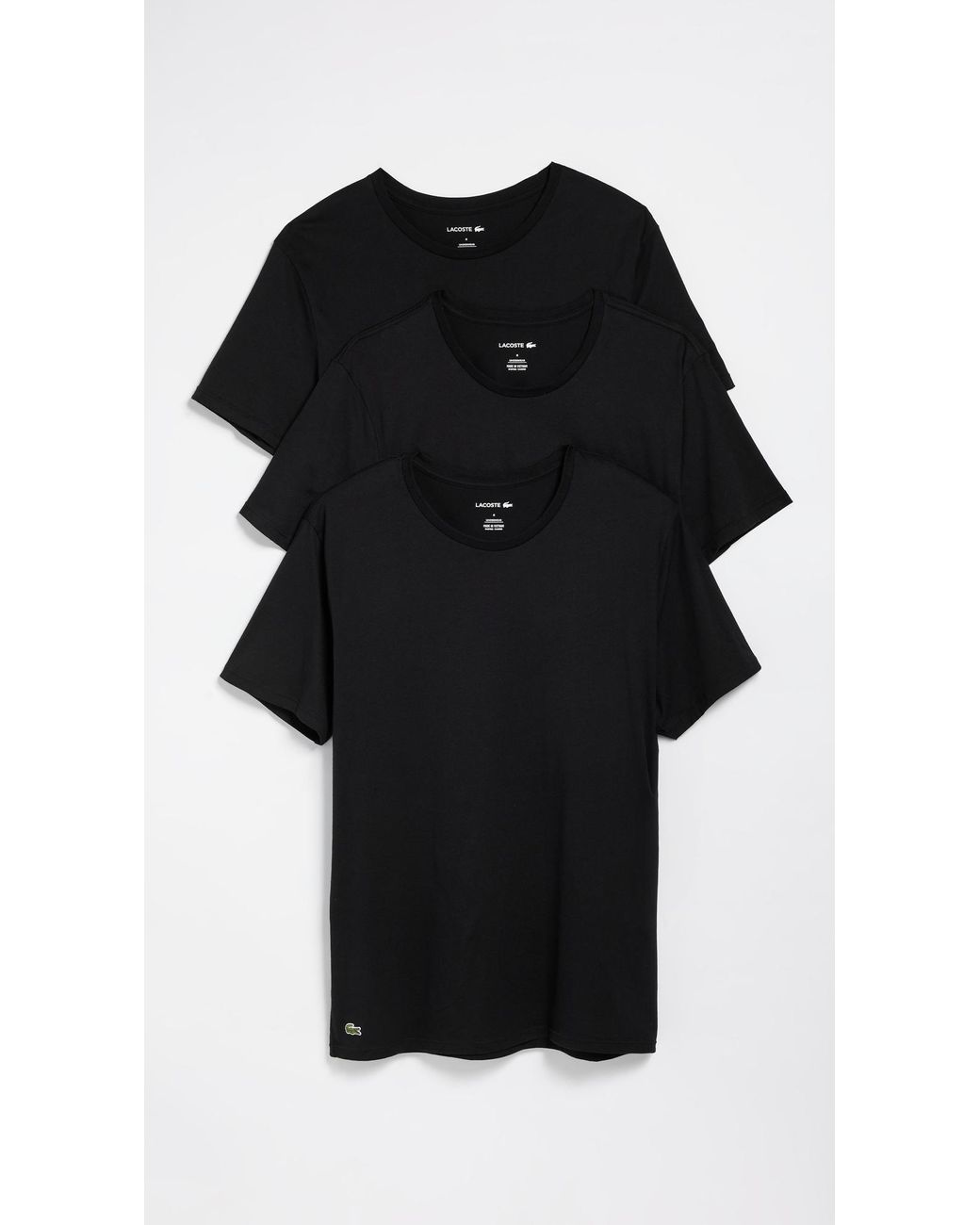 Lacoste Black Cotton Undershirt Crew Tee 3 Pack for men