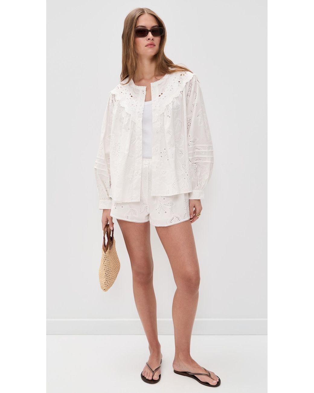 Bailey Rose White Eyelet Mini Shorts