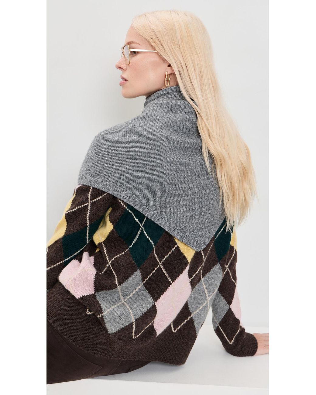 Veronica Beard Gray Drezel Knit Scarf