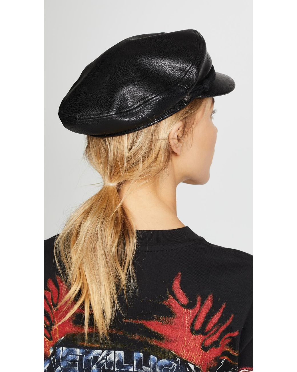 Brixton Fiddler Faux Leather Cap Hat In Black Lyst