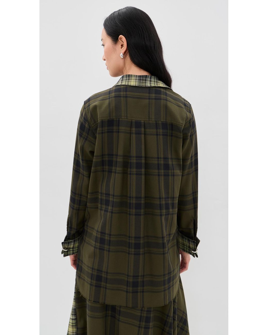 Marques'Almeida Black Plaid Overlapping Front Tailored Button Down Shirt
