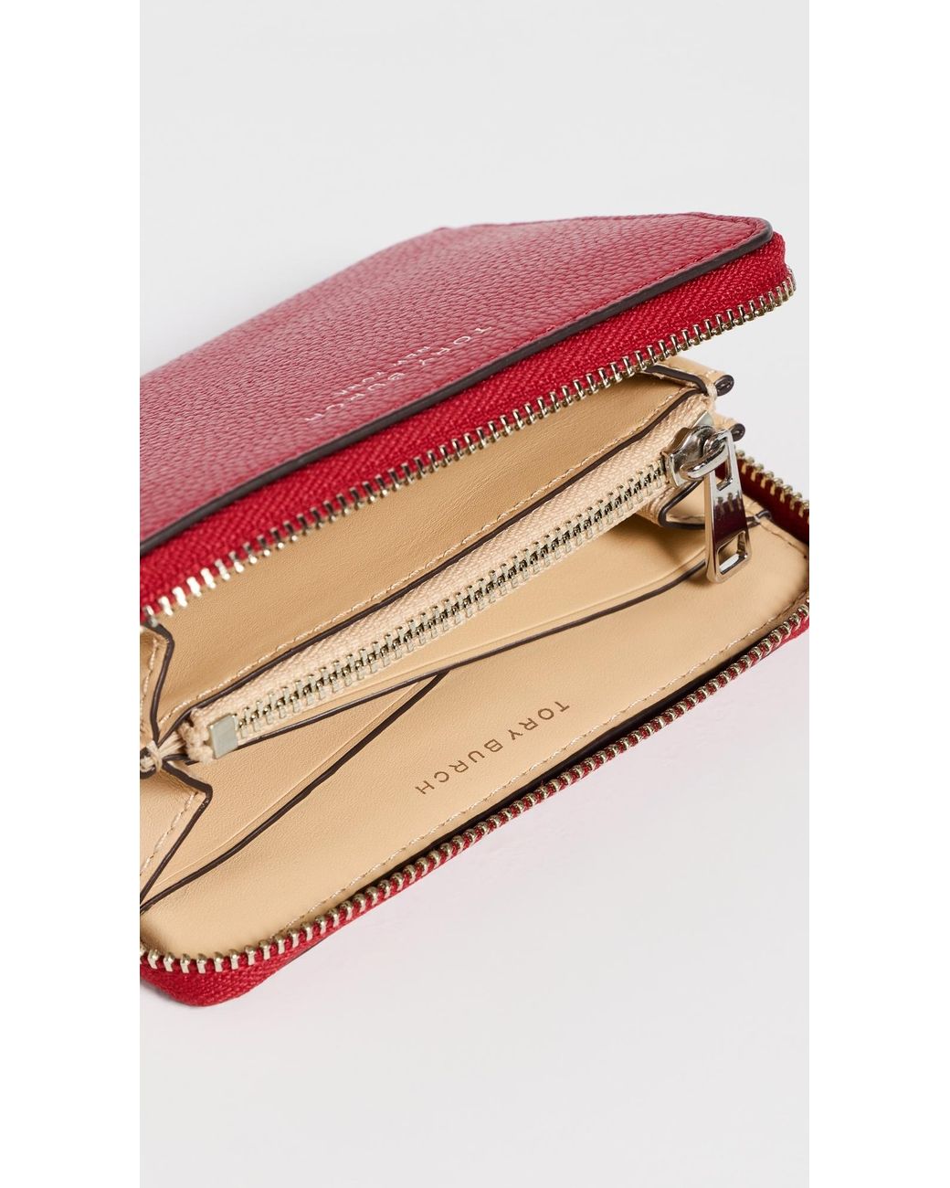 Tory Burch Red Romy Medium Zip Around Wallet