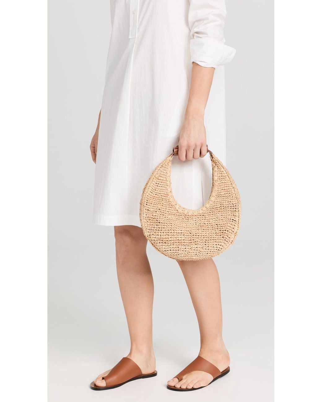 Staud Natural Moon Raffia Tote Bag