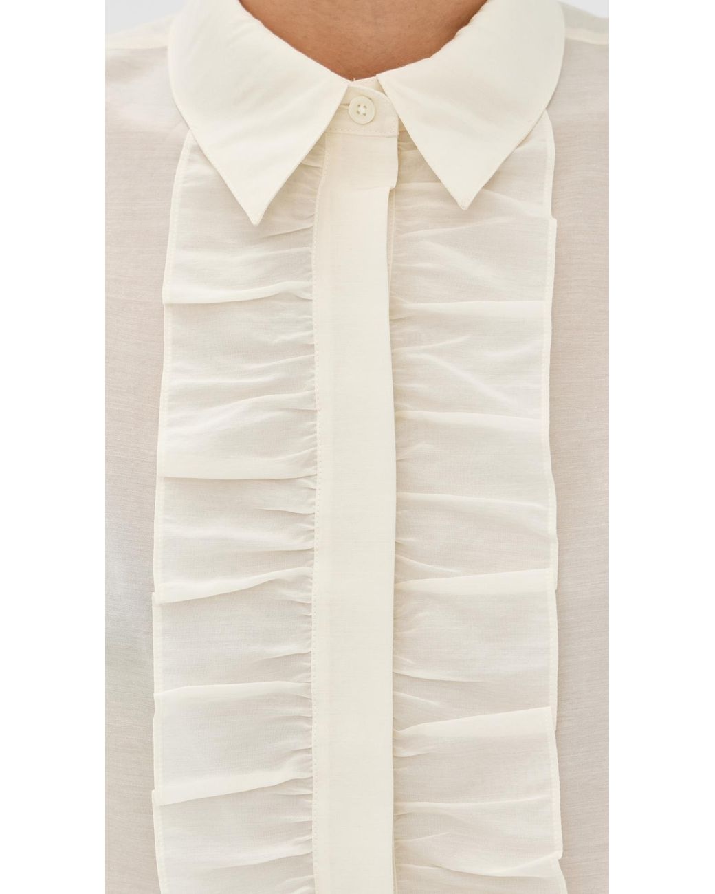 Twp Blue Next Ex Ruffle Button Down Top
