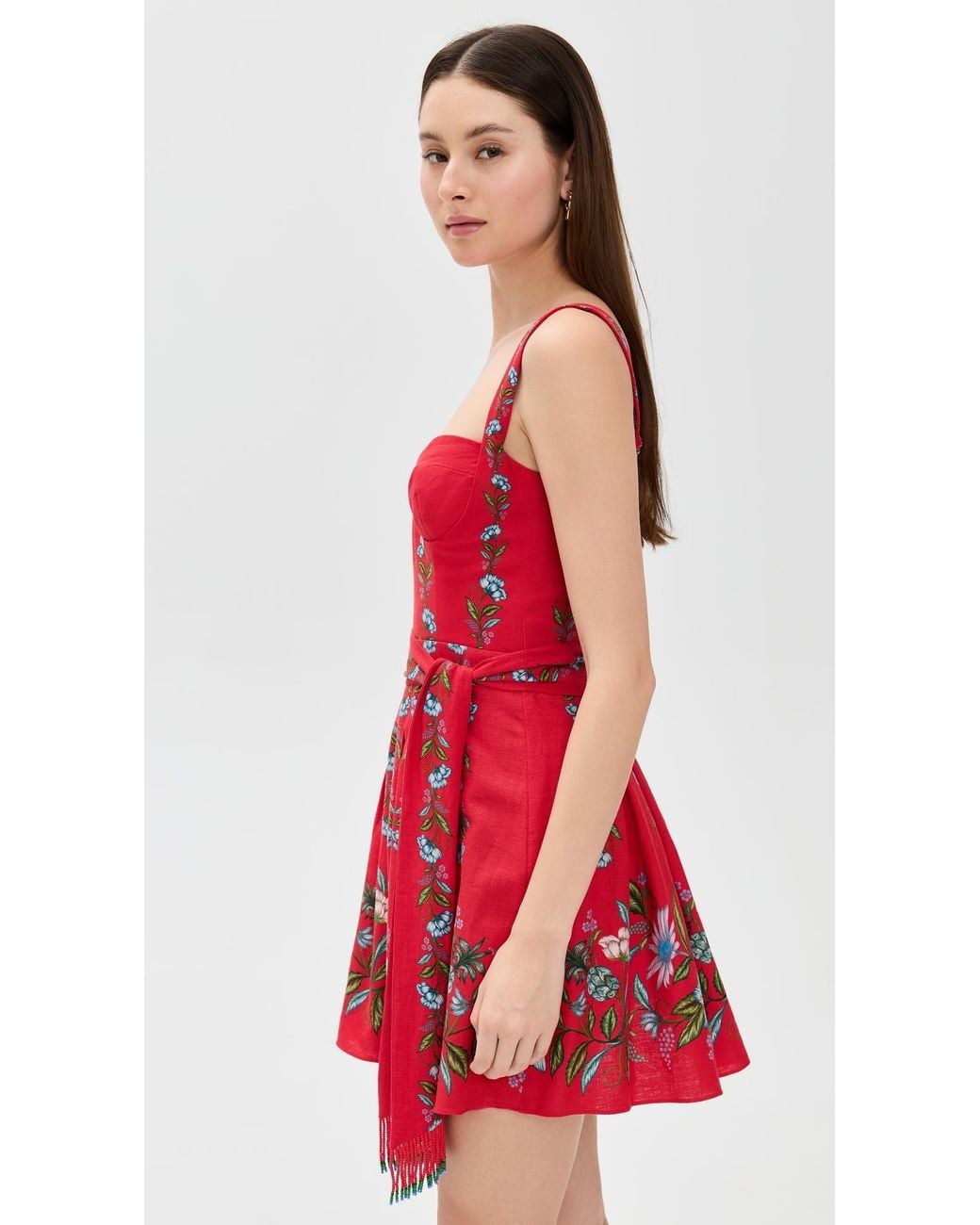 mini floral dresses for women Women's Simply Adored Pink Multi Floral Shoulder Tie Mini Dress | Size: M