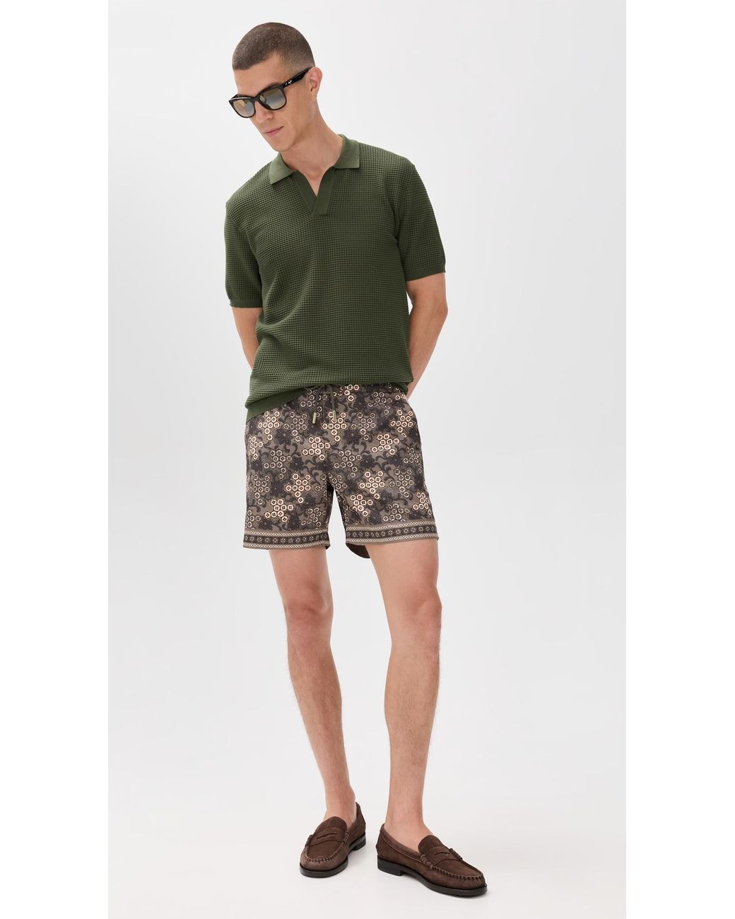Green Rody Orlebar Brown Roddy Knit Polo in Green for Men | Lyst