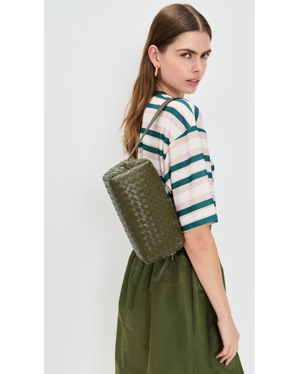 Elleme Trousse Woven Leather Shoulder Bag in Green | Lyst