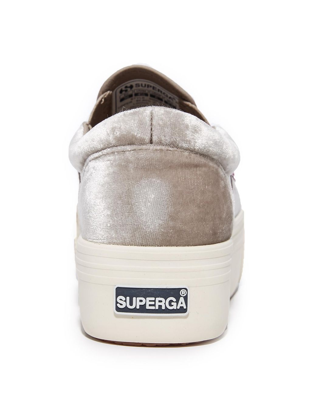 Superga 2314 Velvet Platform Slip On Sneakers in Gray Lyst