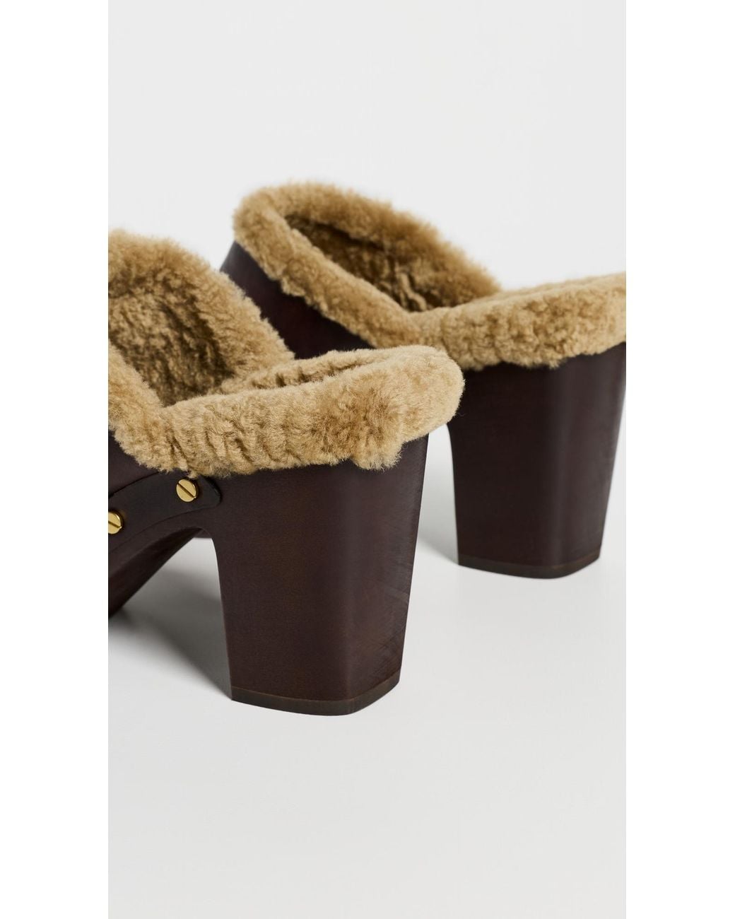 Veronica Beard Brown Larken Shearling Clogs