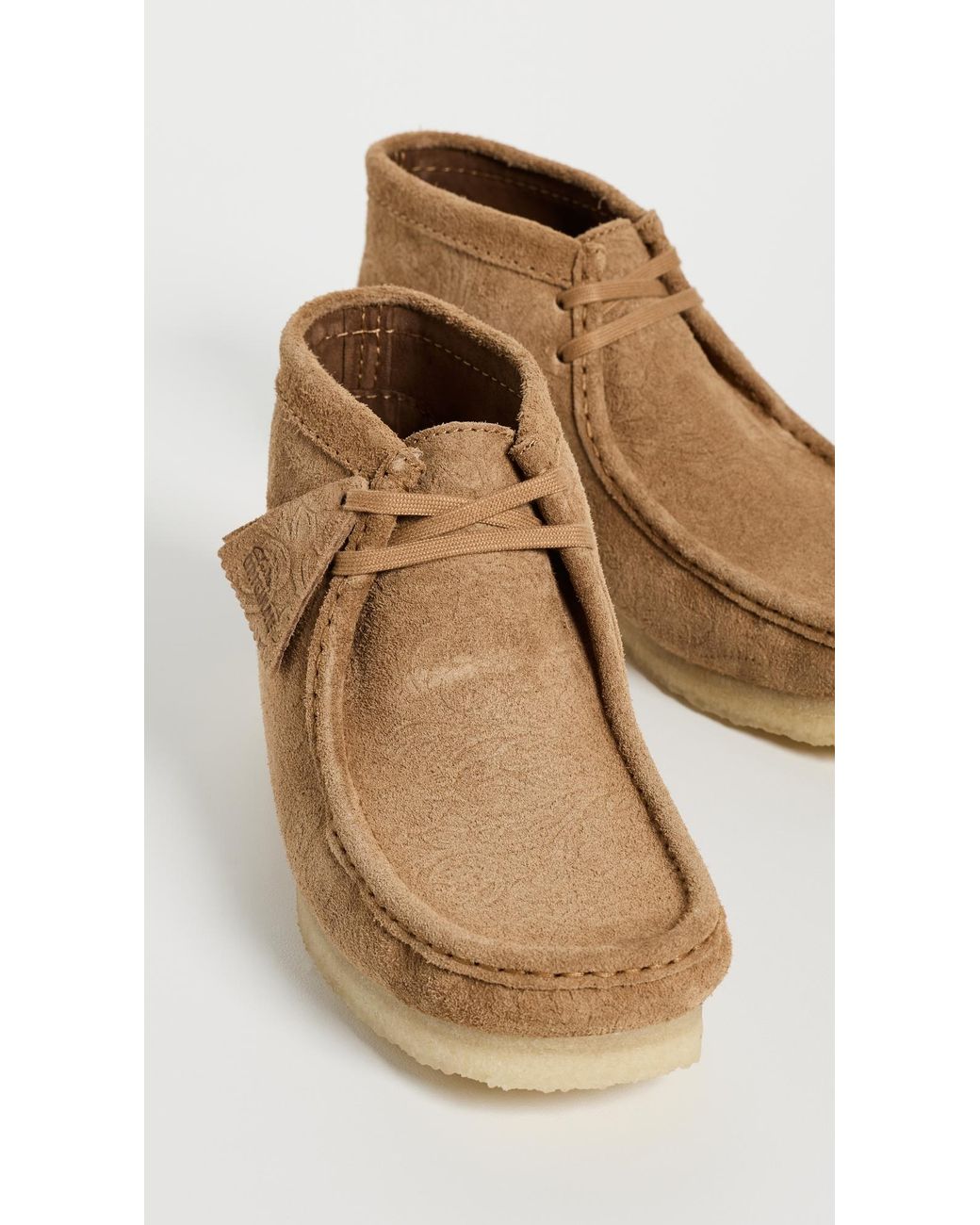 Clarks White Embossed Wallabee Boots for men