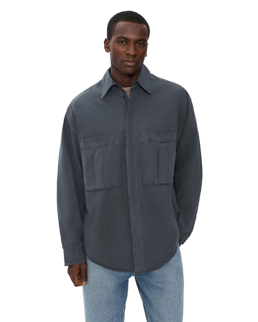 Agolde Blue Clark Front Pocket Button Down Shirt for men