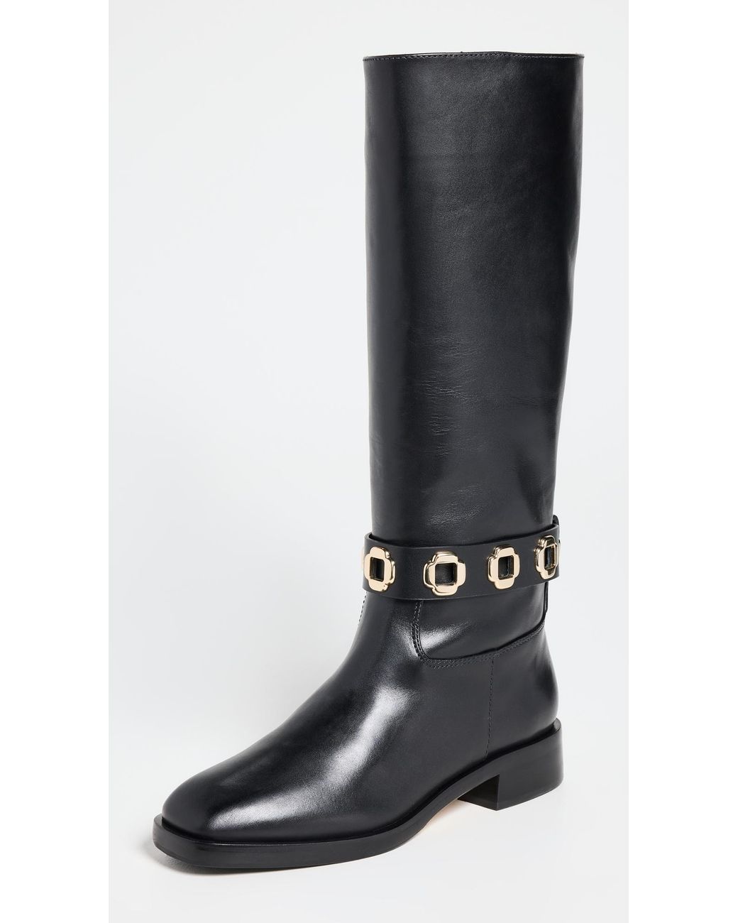 Larroude Black Milan Flat Riding Boots