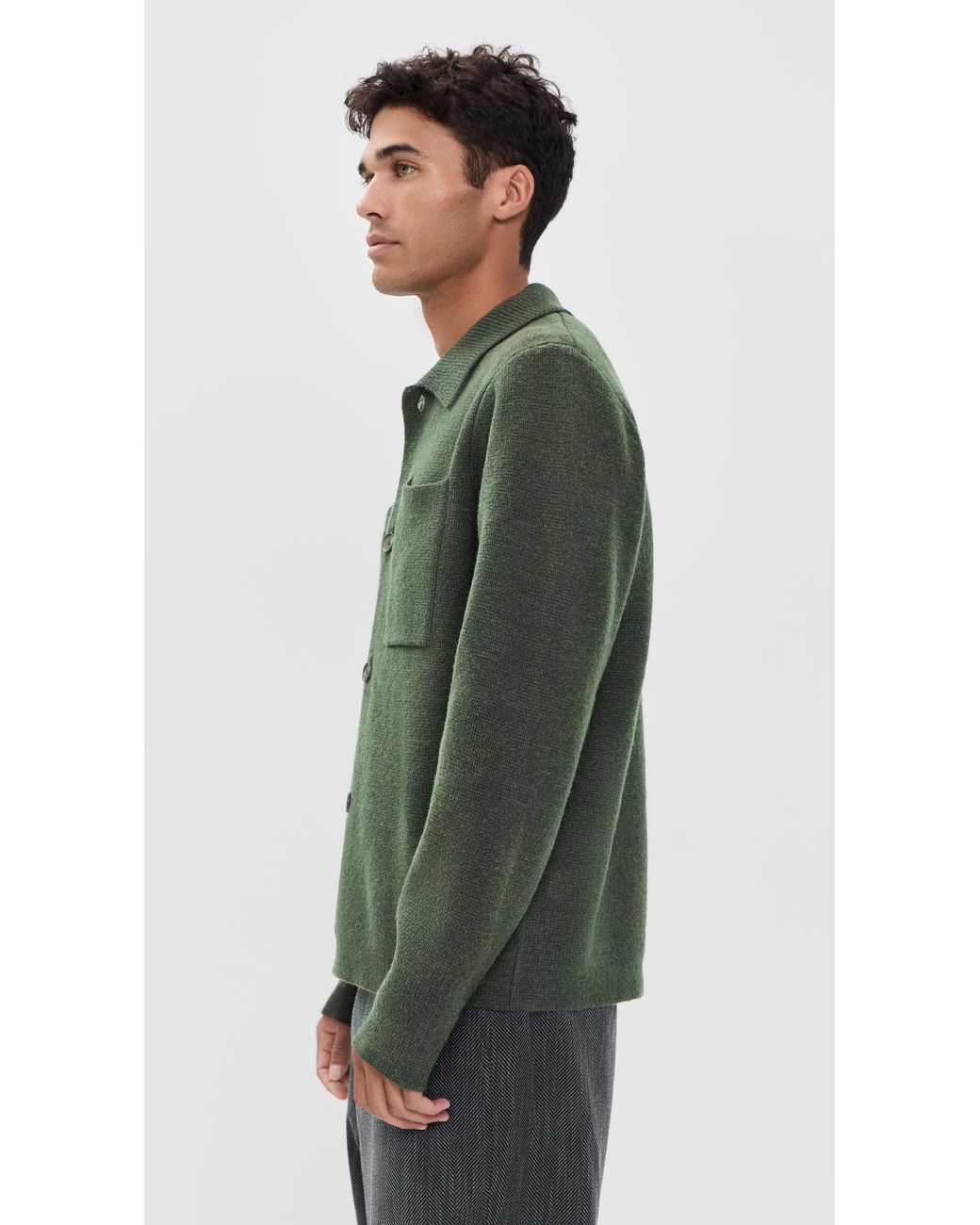 Les Deux Green Milano Knit Shacket for men
