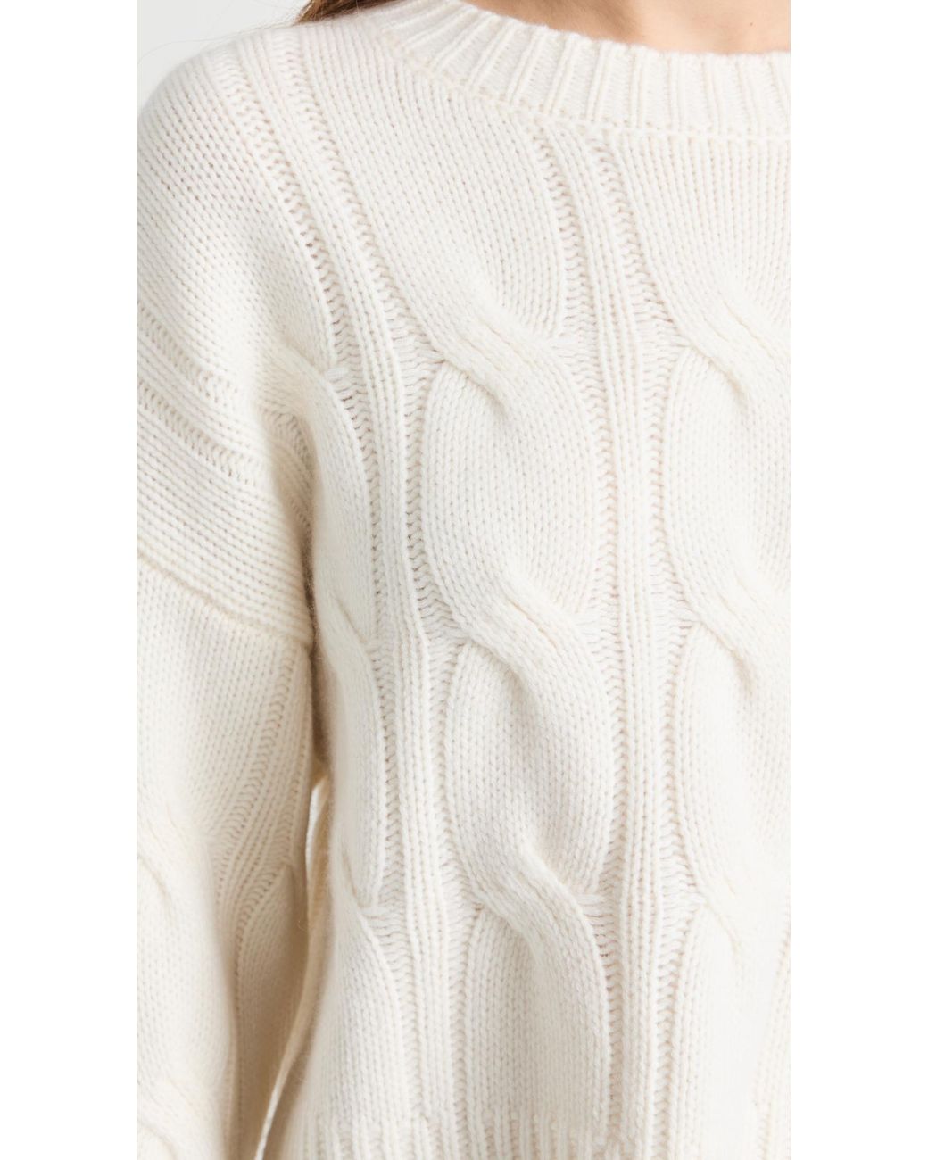 SABLYN White Cable Knit Cashmere Sweater