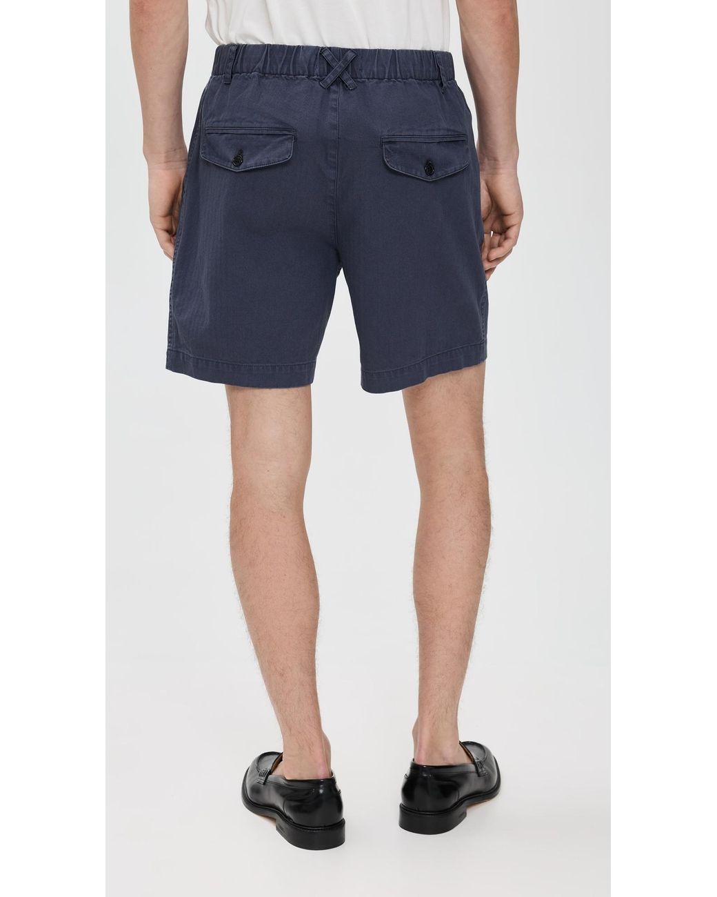 Alex Mill Blue Herringbone Pull On Shorts 7 for men