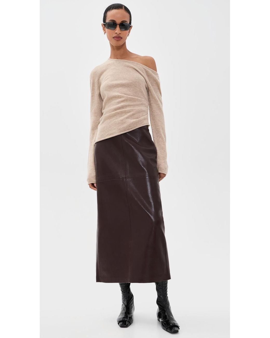 Helmut Lang Black Draped Wool Top