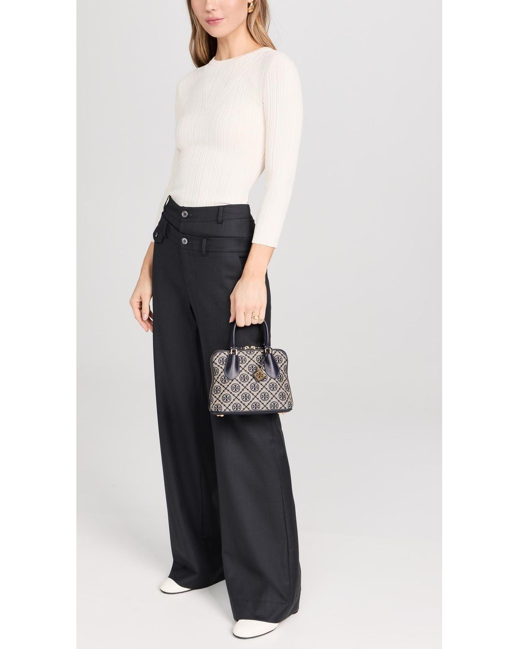 Tory Burch Mini T Monogram Jacquard Swing Bag in Black | Lyst Tory Burch Mini T Monogram Jacquard Swing Bag in Black | Lyst