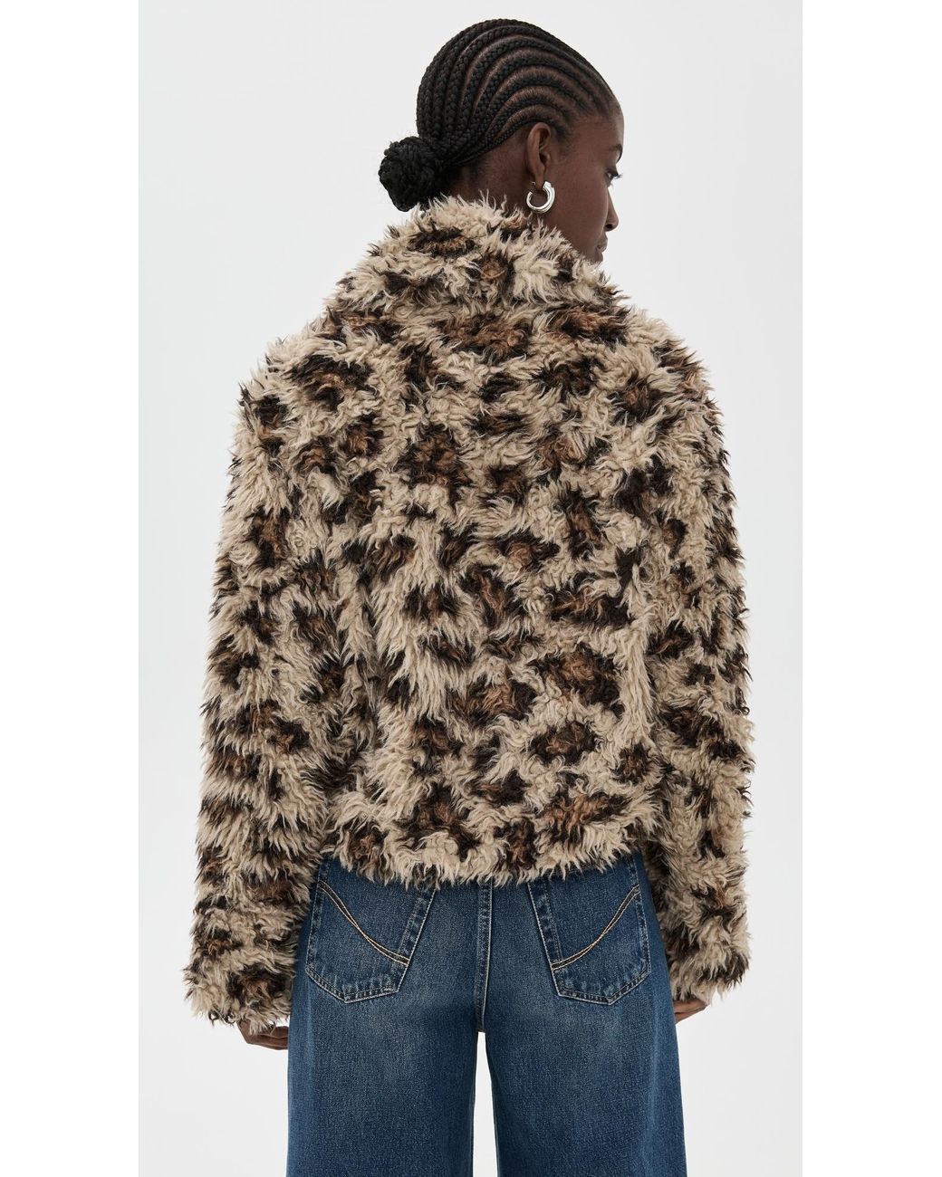 MSGM Natural Leopard Sherpa Bomber Jacket