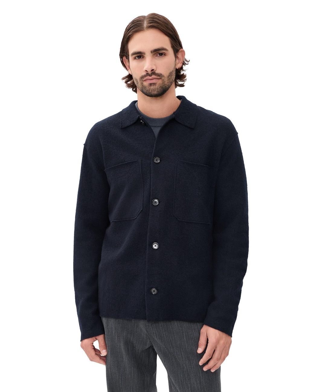 NN07 Blue Jonas Full Button Shacket for men