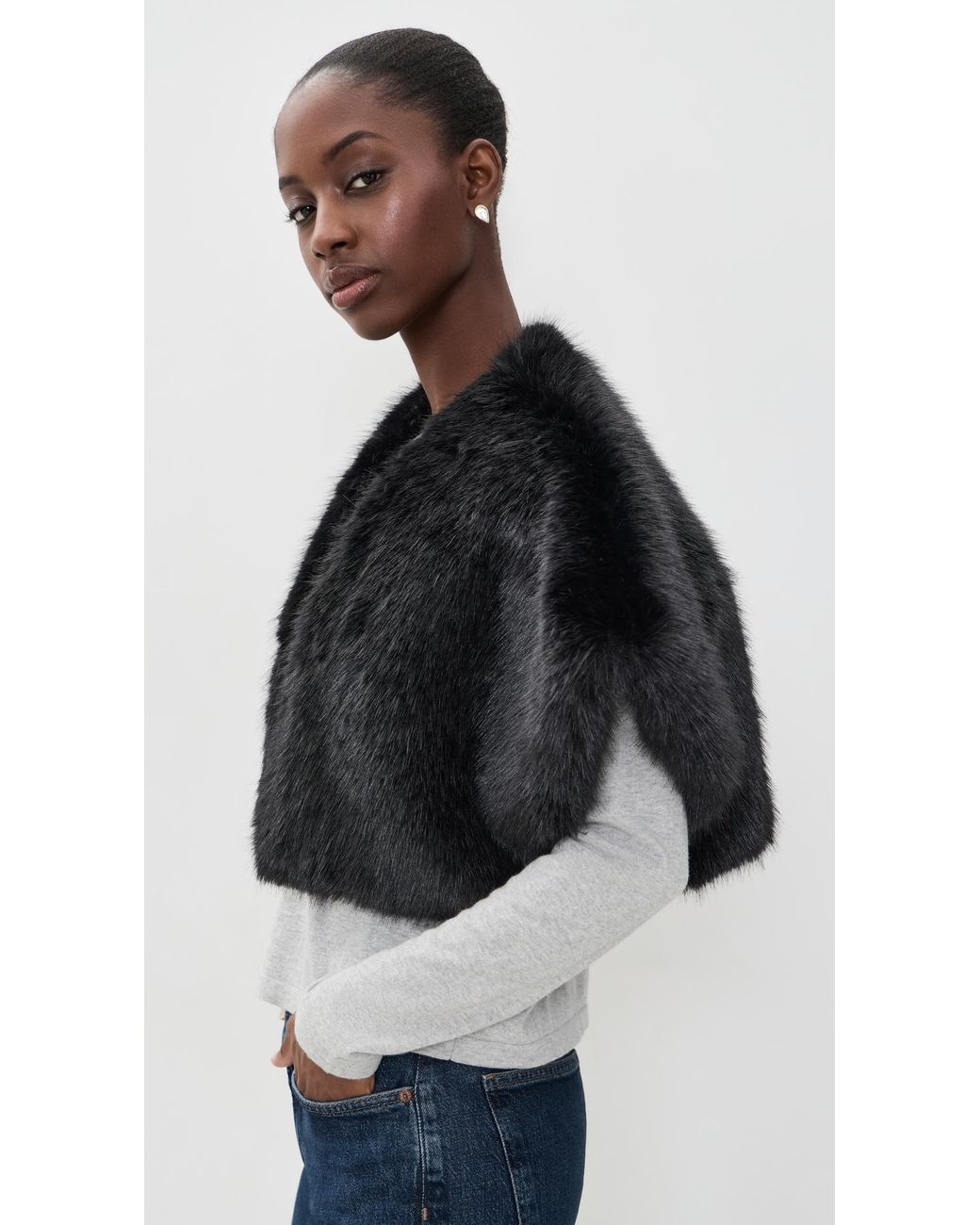 Apparis Black Devin Sable Shrug