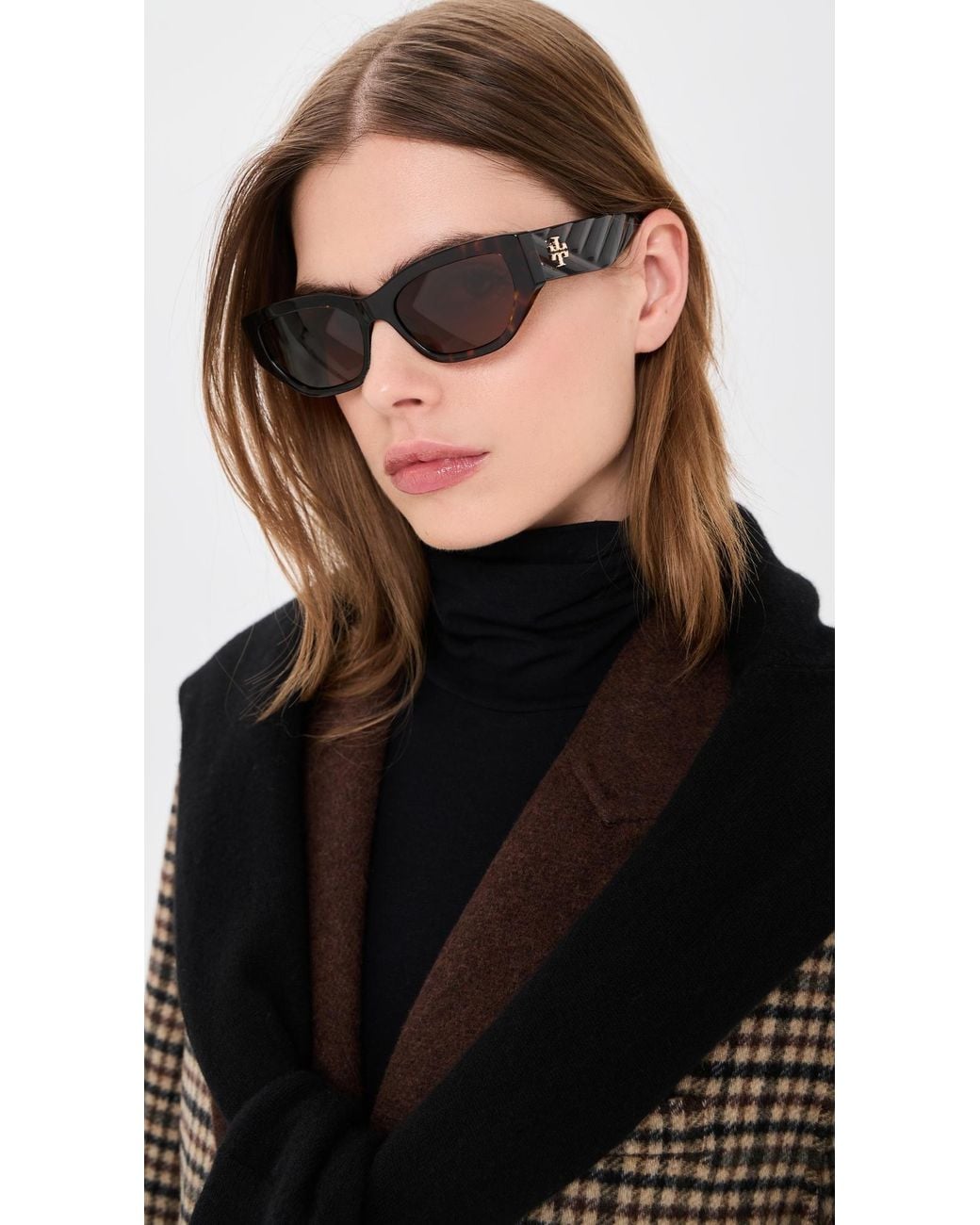 Tory Burch Black Oval Sunglasses