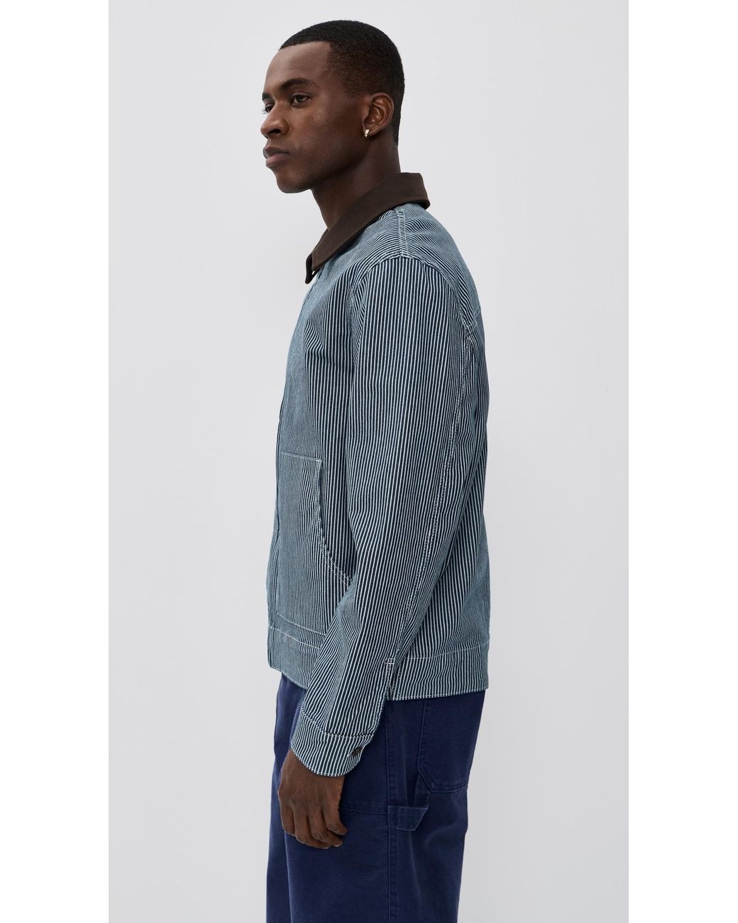 Les Deux Blue Robert Striped Denim Jacket for men