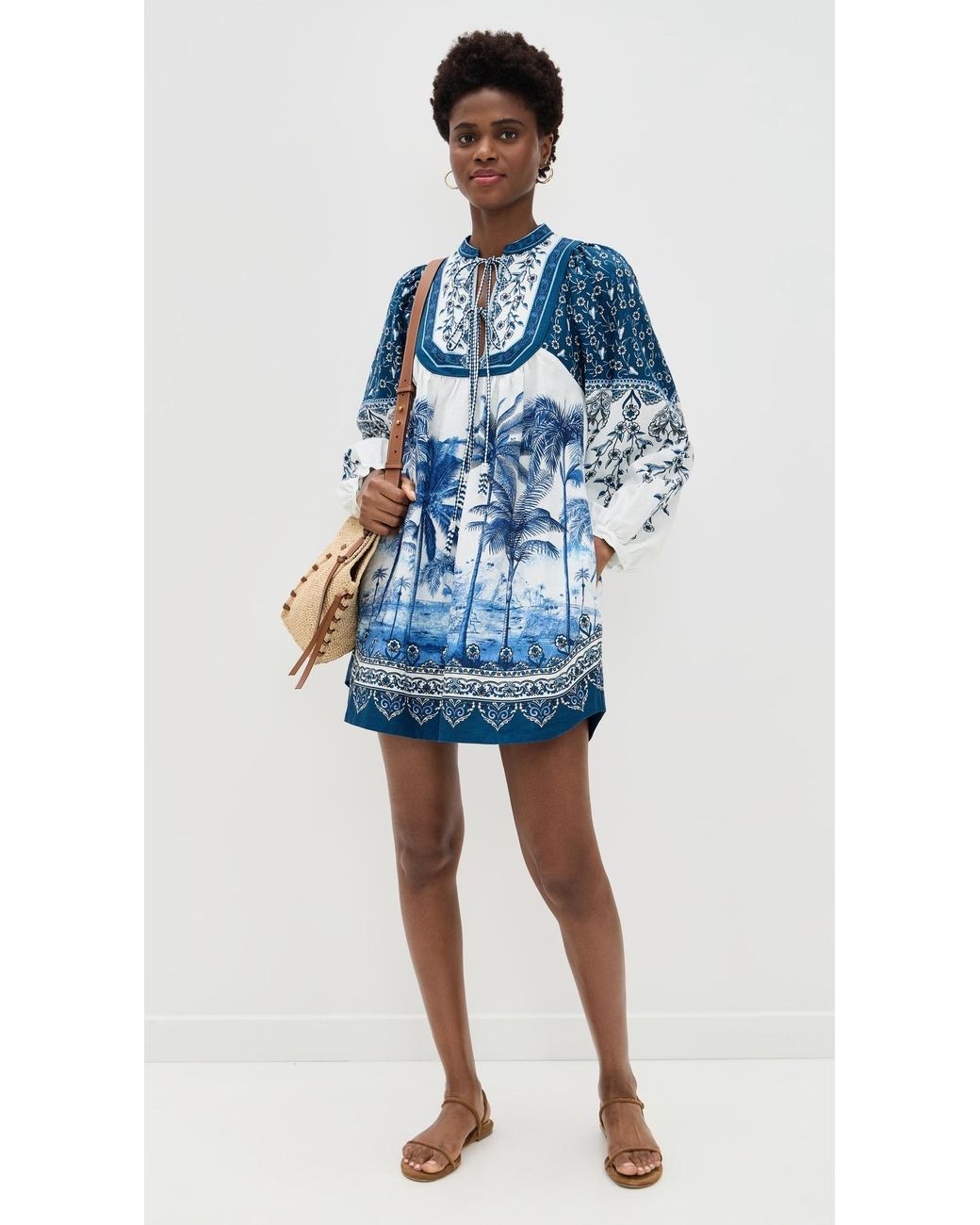 chinese dress ladies Off-White Palm Fan Midi Dress – FARM Rio
