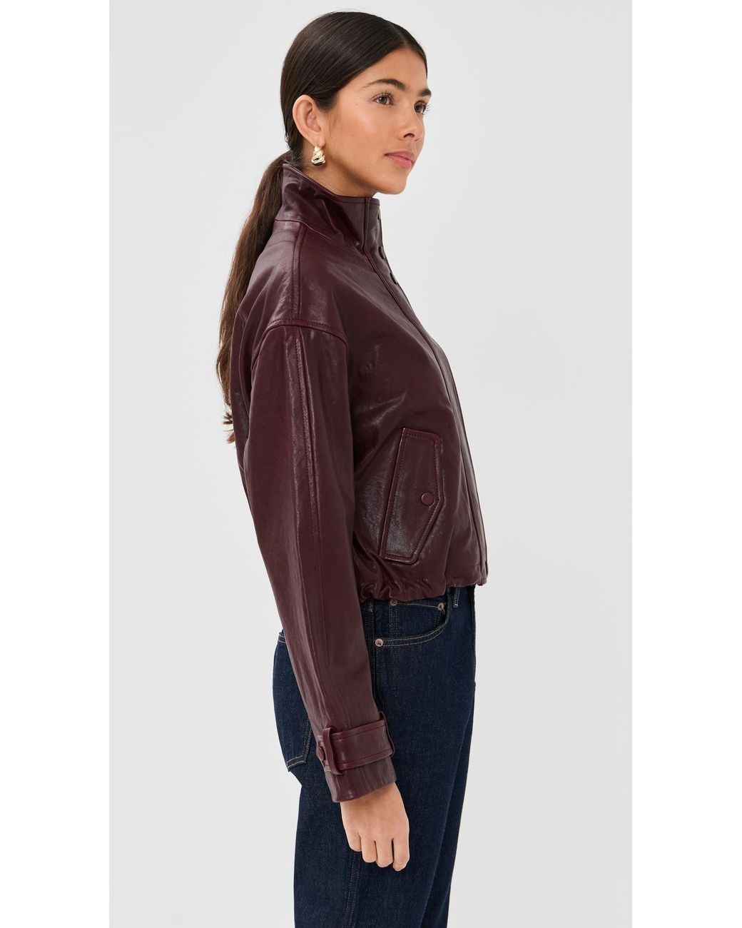 Veronica Beard Red Bateman Leather Jacket