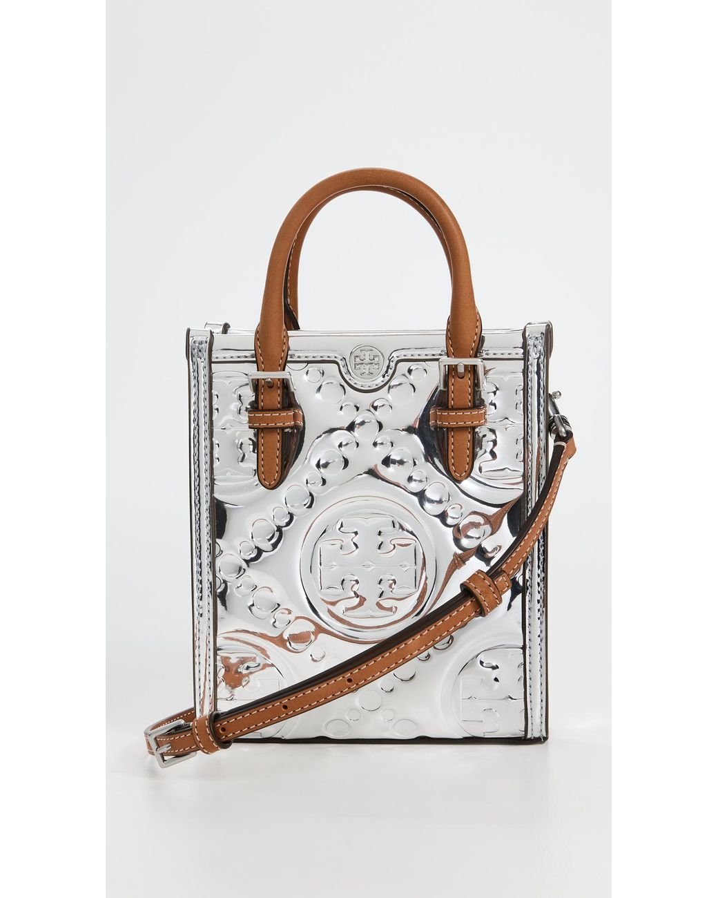 Tory Burch T Monogram Embossed Metallic Mini Tote Lyst