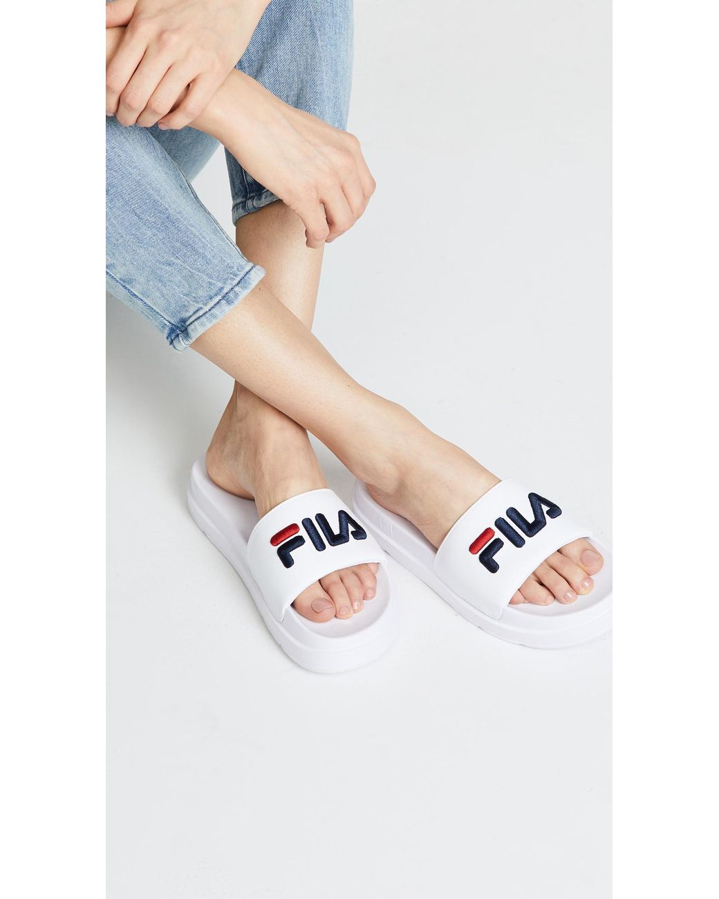 Fila Drifter Bold Slides in White | Lyst