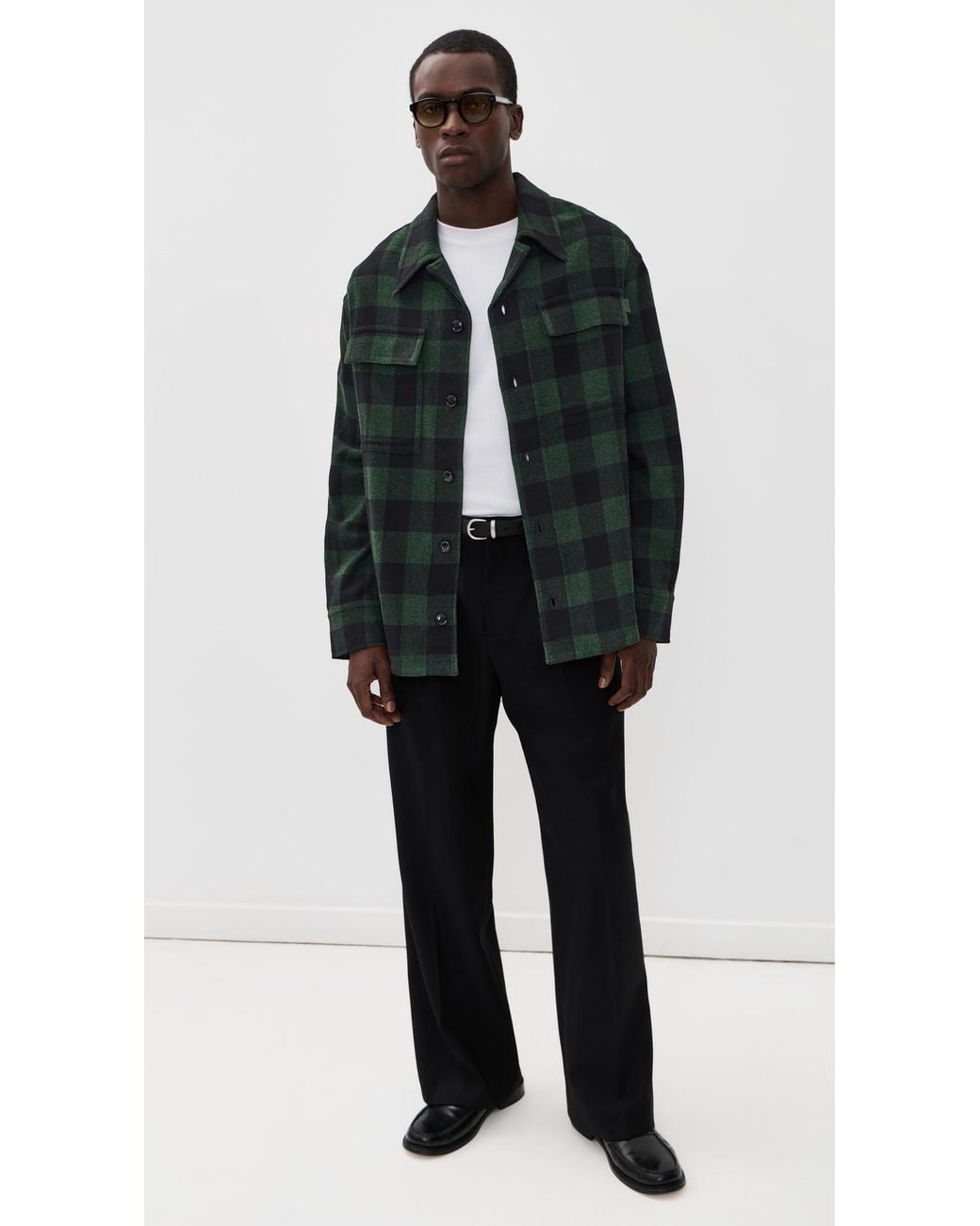 AMI Black Wide Camp Collar Shacket for men