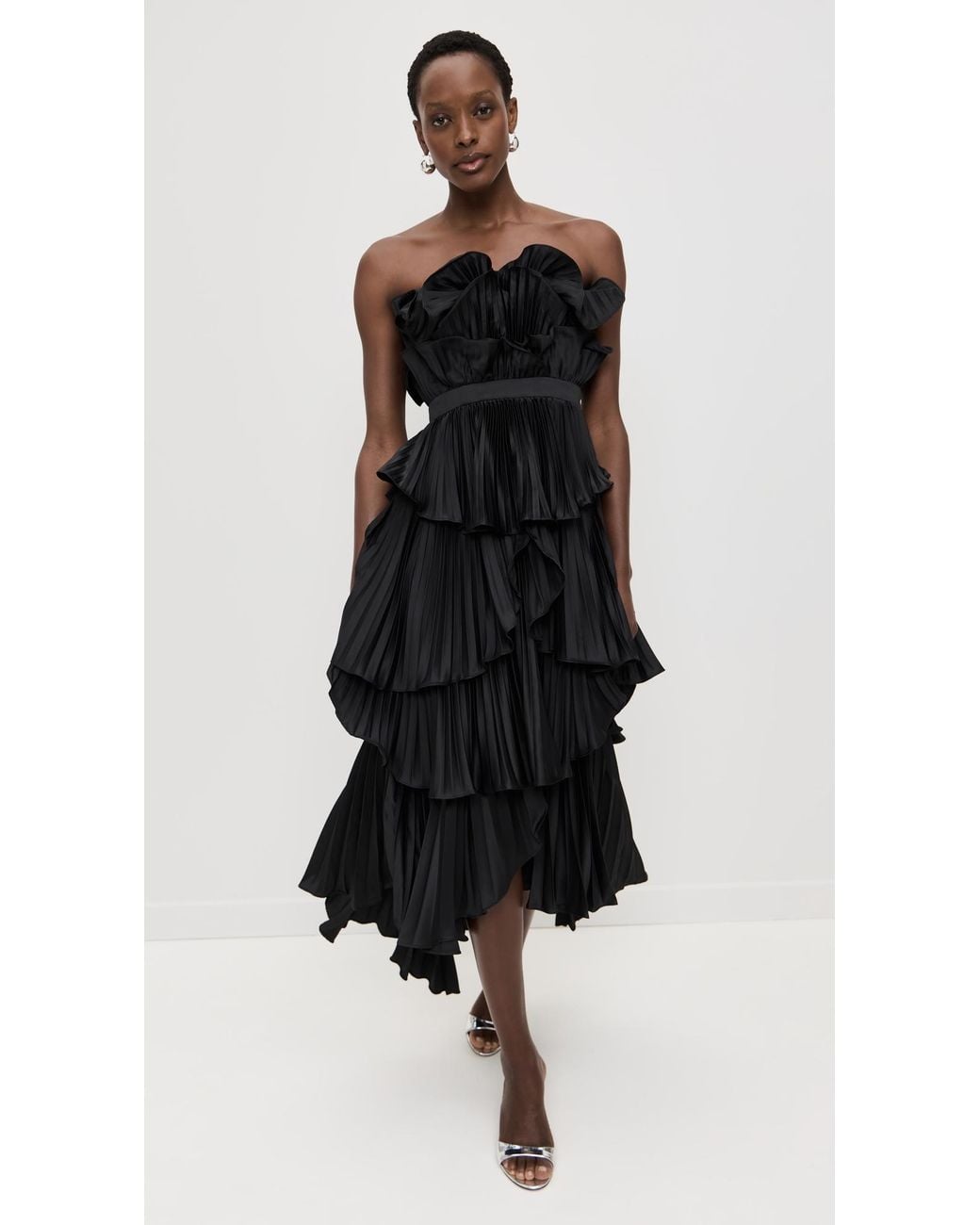 knee length dresses for ladies Amur Pia Pleated Midi Dress in Garden Blues main image 0