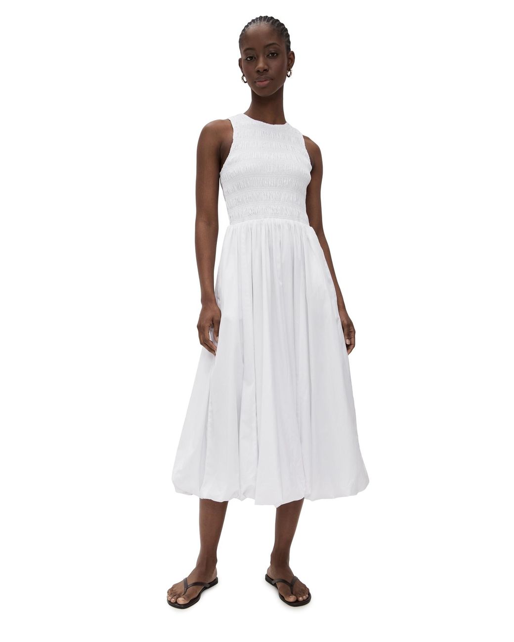 Madewell Selena Poplin Bubble Dress in White | Lyst
