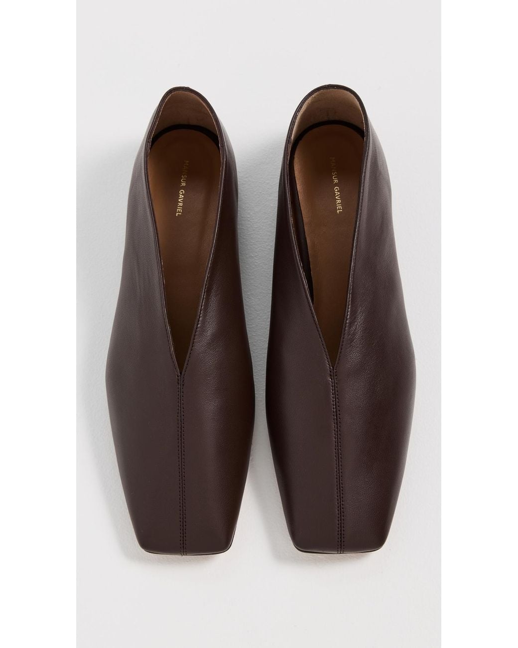 Mansur Gavriel Brown Square Soft V Flats