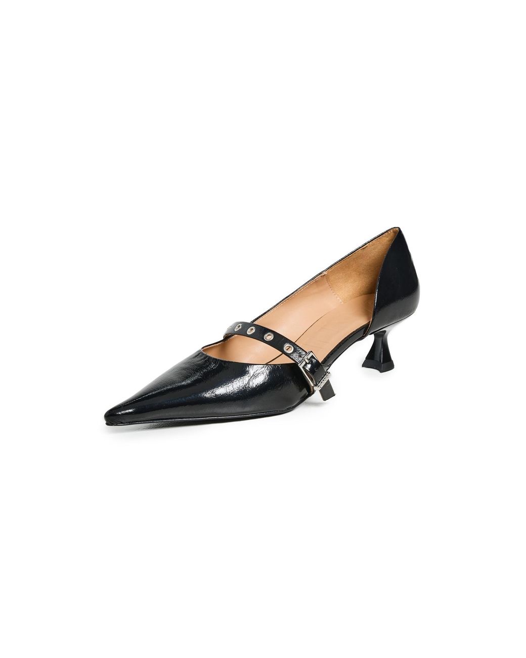 Ganni Buckle Kitten Heel Pumps in Black Lyst
