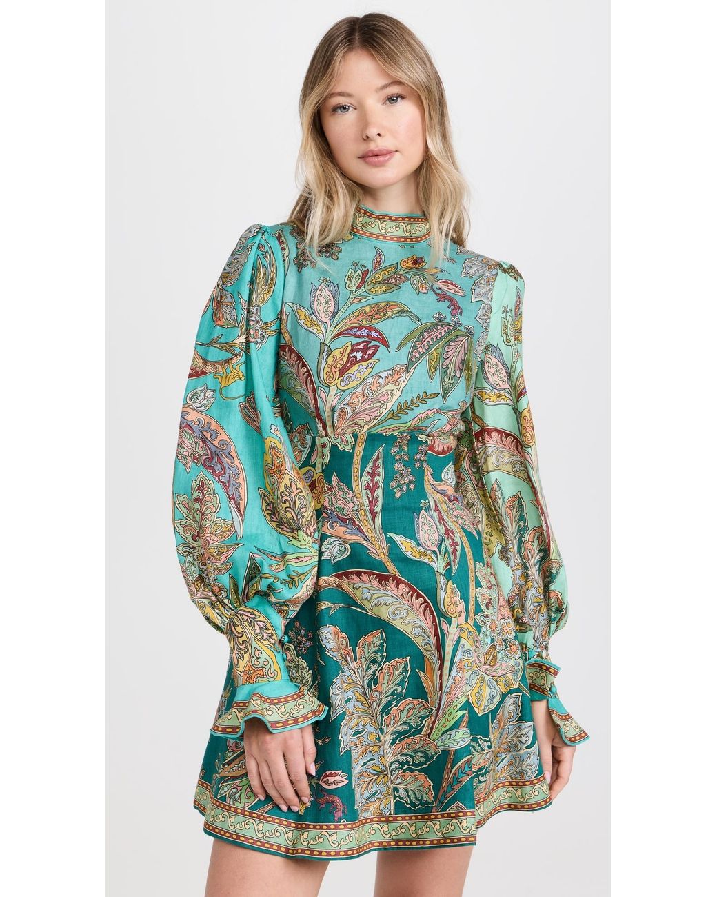 chinese dress ladies Alemais Acacia Long Sleeve Mini Dress in Blue 6AU/2 / Blue main image 0