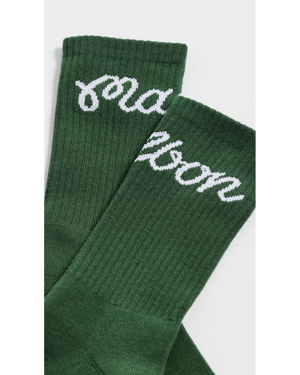 Malbon Green Bon Script Crew Socks for men