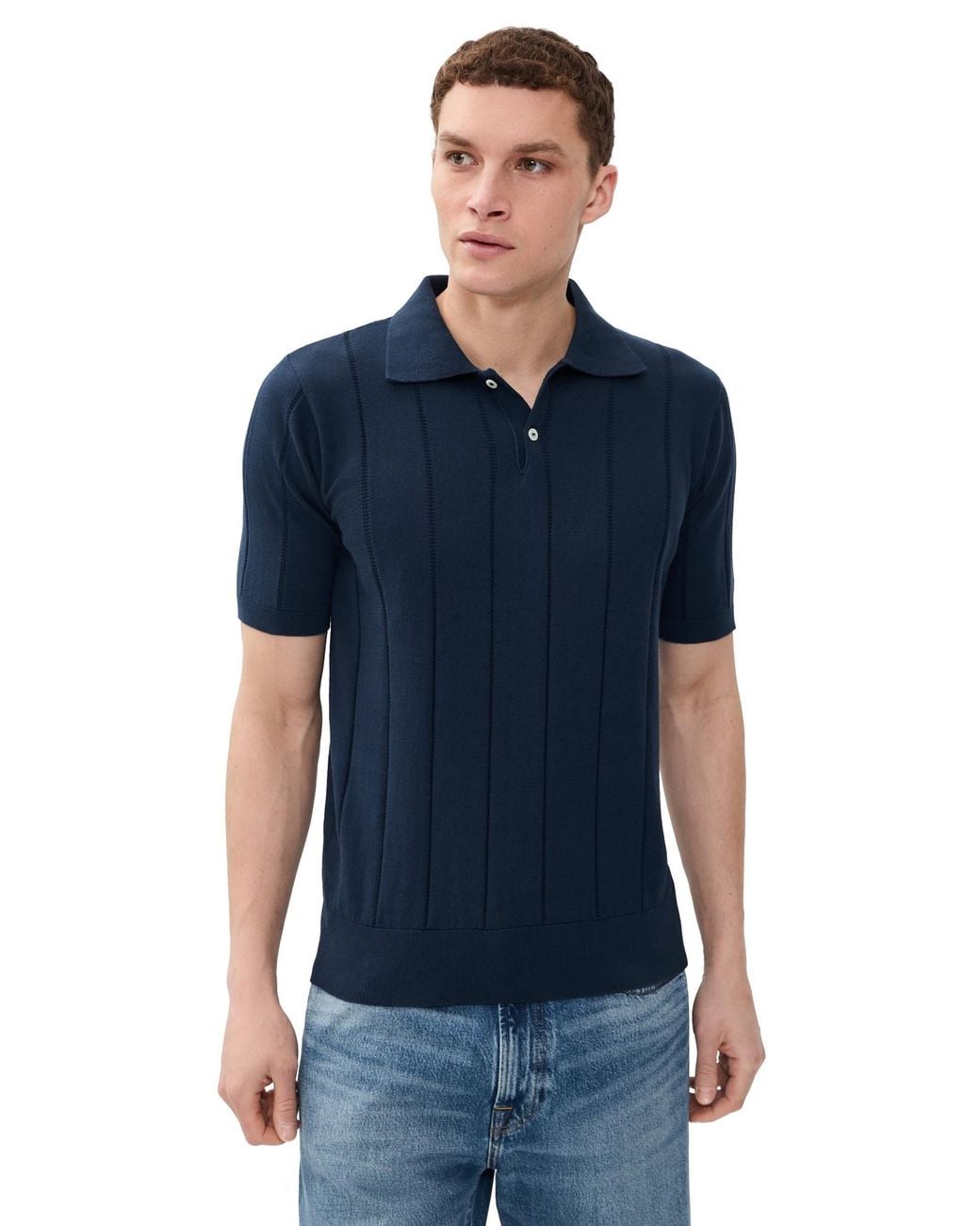 Far Afield Blue Jacobs Knitted Polo for men