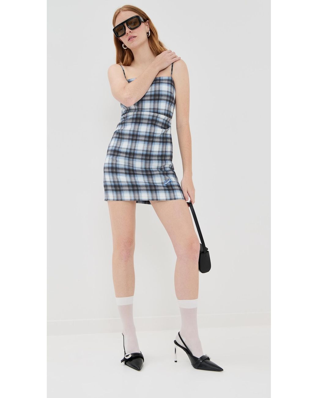 Acne Studios Check Flannel Dress in Blue | Lyst