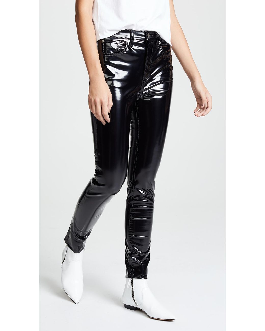 Rag u0026 Bone High Rise Vinyl Skinny Pants in Black | Lyst