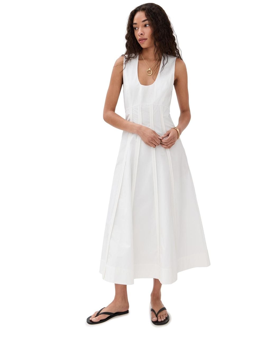 fitted lace wedding dress Solid & Striped | Sabine Midi Dress Poplin Noir | L main image 1