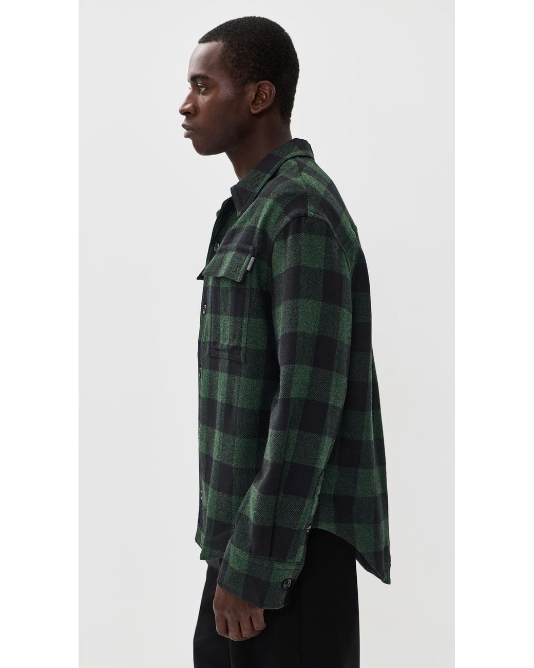 AMI Black Wide Camp Collar Shacket for men