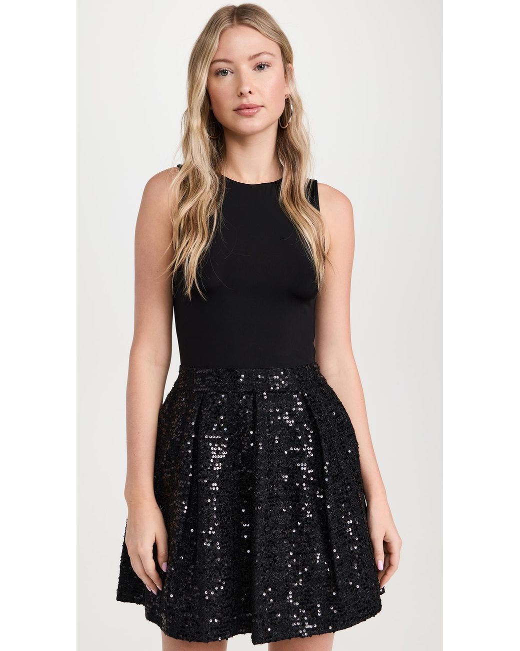 Alice + Olivia Chara Sleeveless Mini Dress in Black | Lyst
