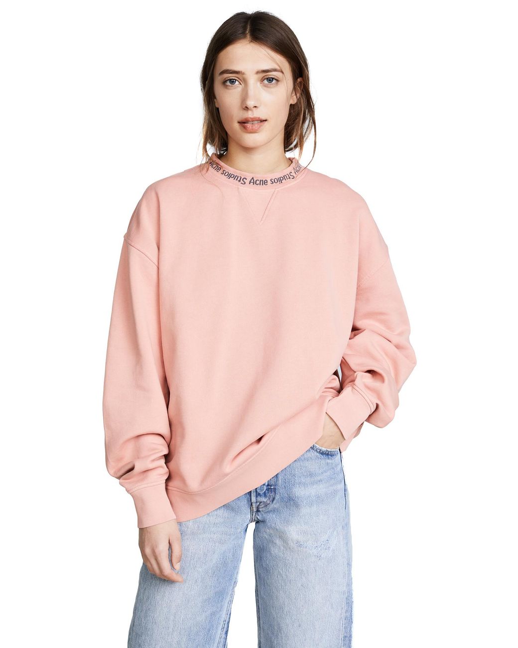Acne Studios Women's Pink Yana Rib Pullover Sweatshirt