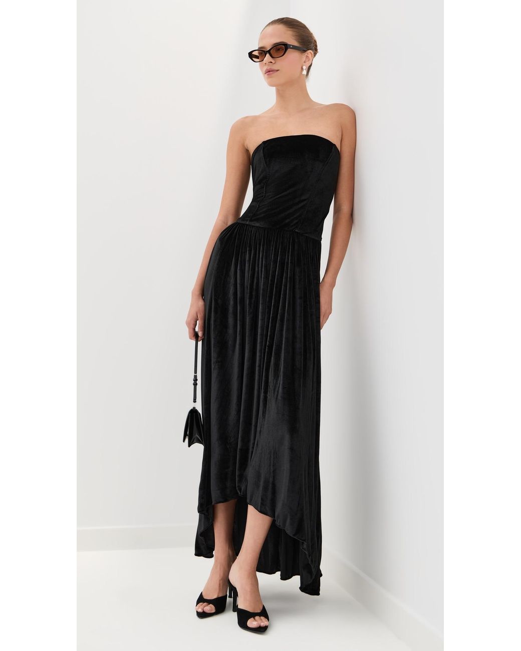 Azeeza Nayara Velvet Midi Dress in Black | Lyst