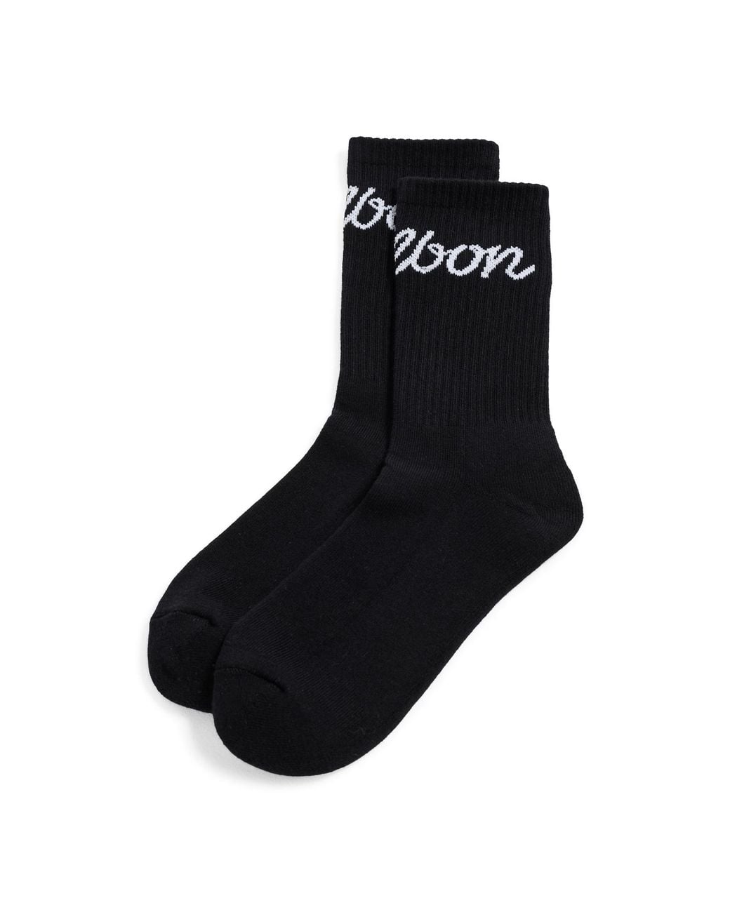 Malbon Black Bon Script Crew Socks for men